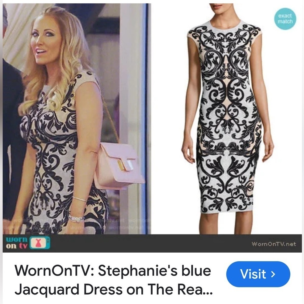 Torn by Ronny Kobo Black and White Jacquard Midi Dress size XXS
